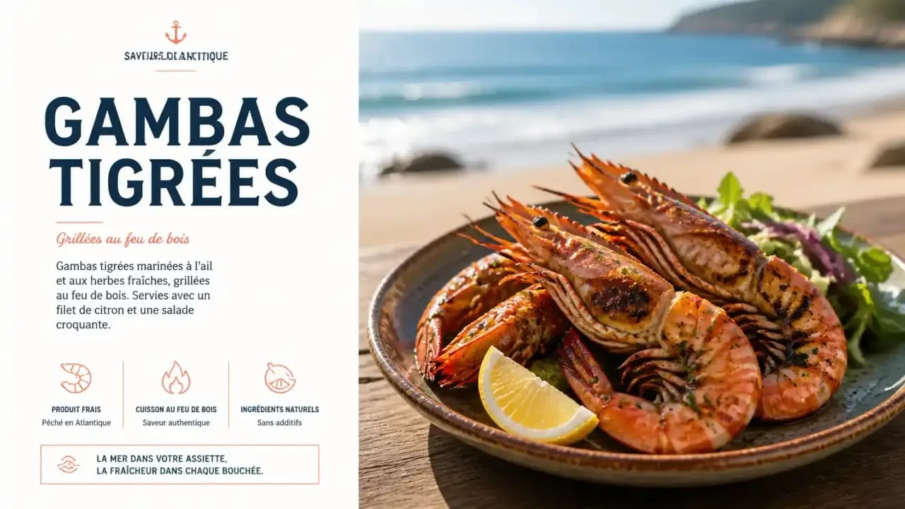 Plat de crevettes tigrées grillées chez Izzy's Restaurant Algarve
