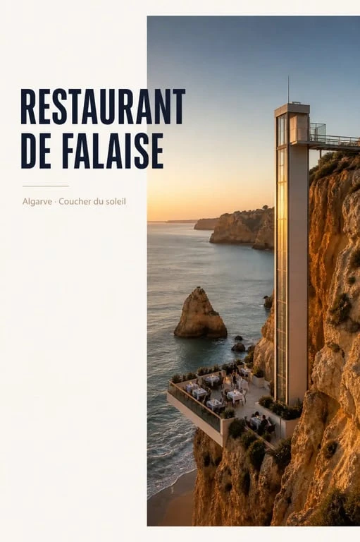 Caniço restaurant algarve vu de la falaise avec ascenseur et terrasse face à l’océan