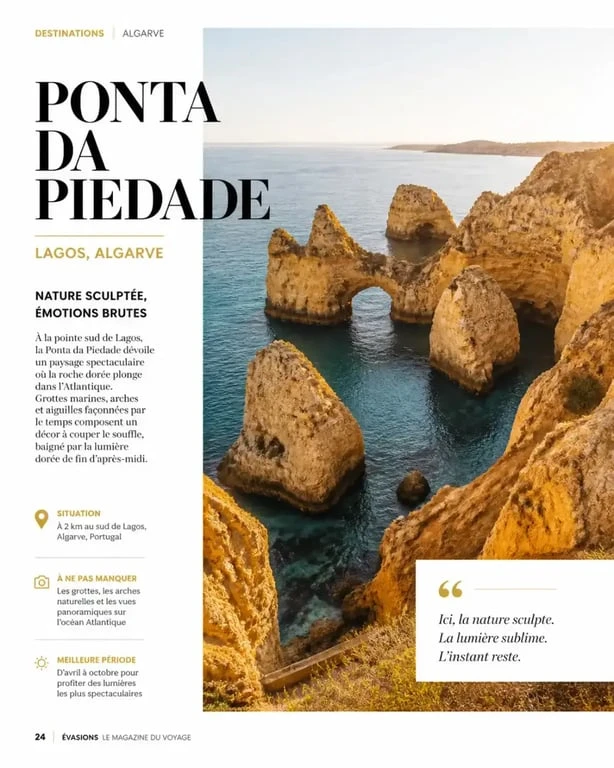 Falaises de la Ponta da Piedade lors d'un road trip en Algarve