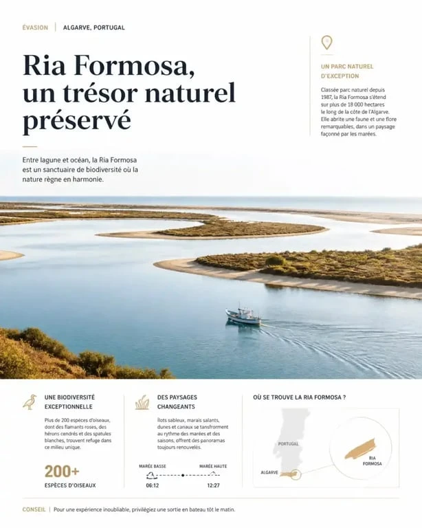 Paysage naturel de la Ria Formosa pour visiter l'Algarve en 7 jours
