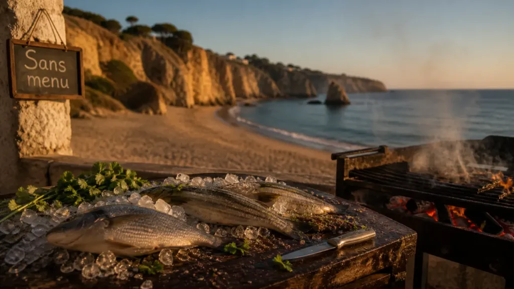 evaristo restaurant algarve : dorade sur glace, concept sans menu, plage Praia do Evaristo