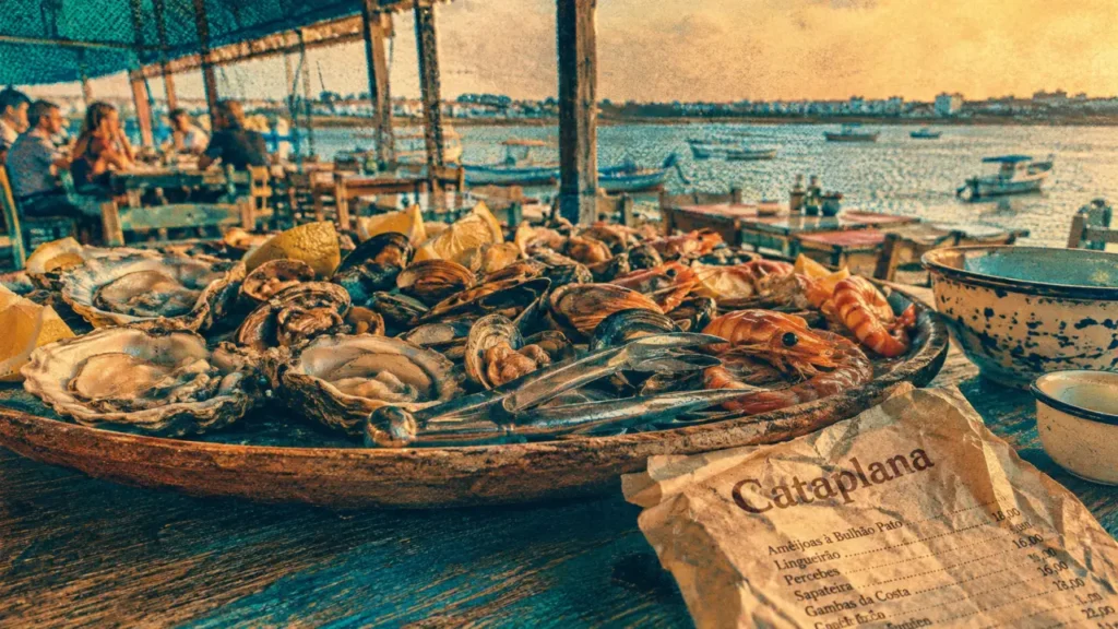 Best seafood restaurant algarve : plateau fruits de mer, cataplana, vue mer