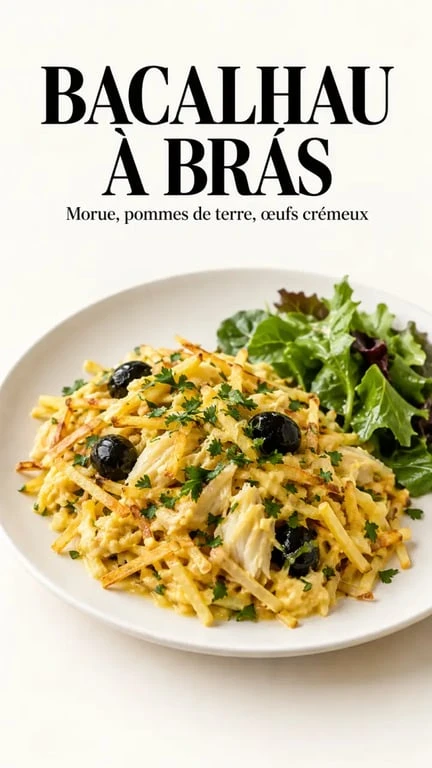 Cuisine Portugal : bacalhau à Brás portugais servi dans une assiette