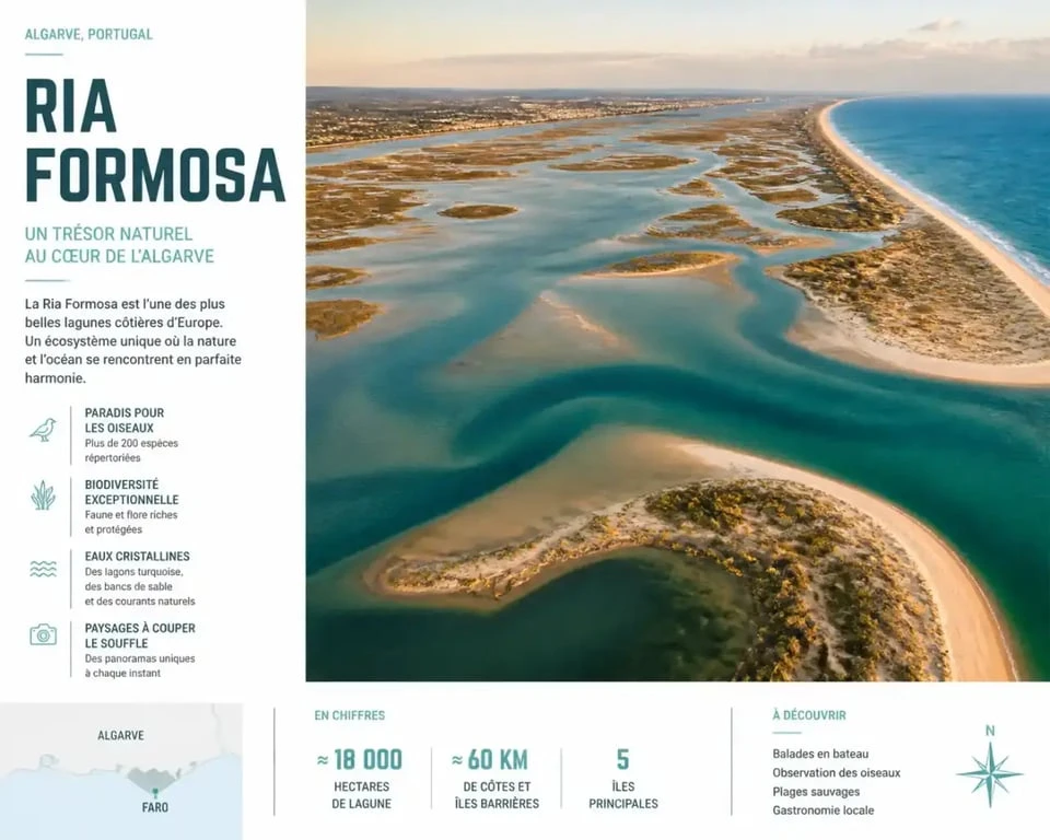 Vue aérienne des plages de Faro et de la lagune de la Ria Formosa en Algarve