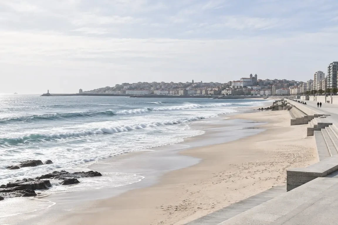 Côte portugaise près de Porto et Matosinhos entre ville et océan