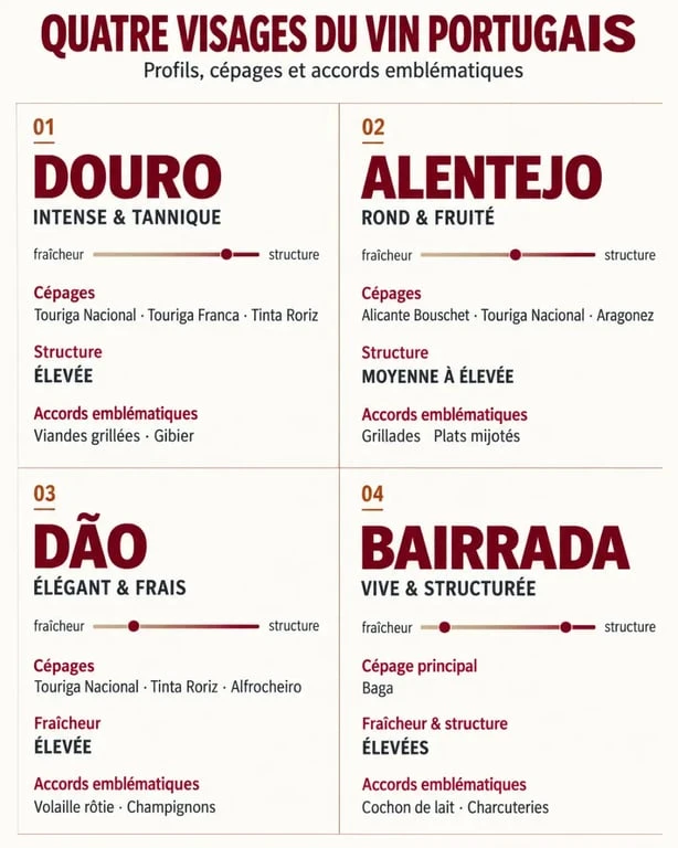 Vin portugais rouge : comparaison des régions du Douro, de l’Alentejo, du Dão et de la Bairrada