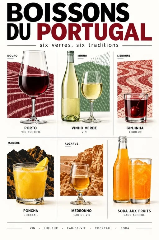 Boissons portugaises emblématiques : Porto, vinho verde, Ginjinha, poncha, medronho et spécialité sans alcool