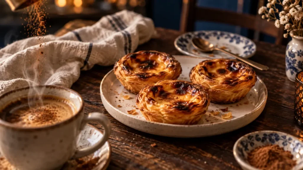Pastéis de nata de la patisserie portugal, caramel et pâte feuilletée